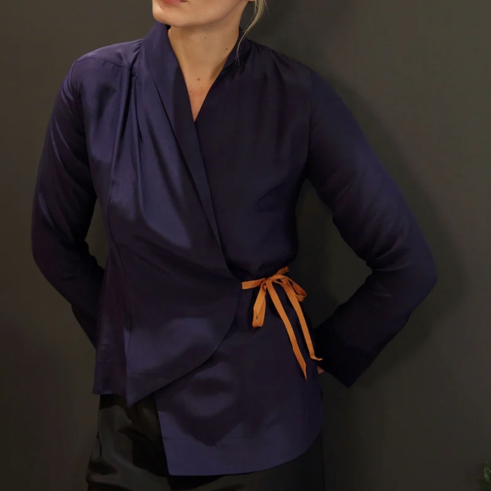 Elaine Kim Silk Wrap Shirt With Grosgrain Tape - Visaya - Picture 3 of 3